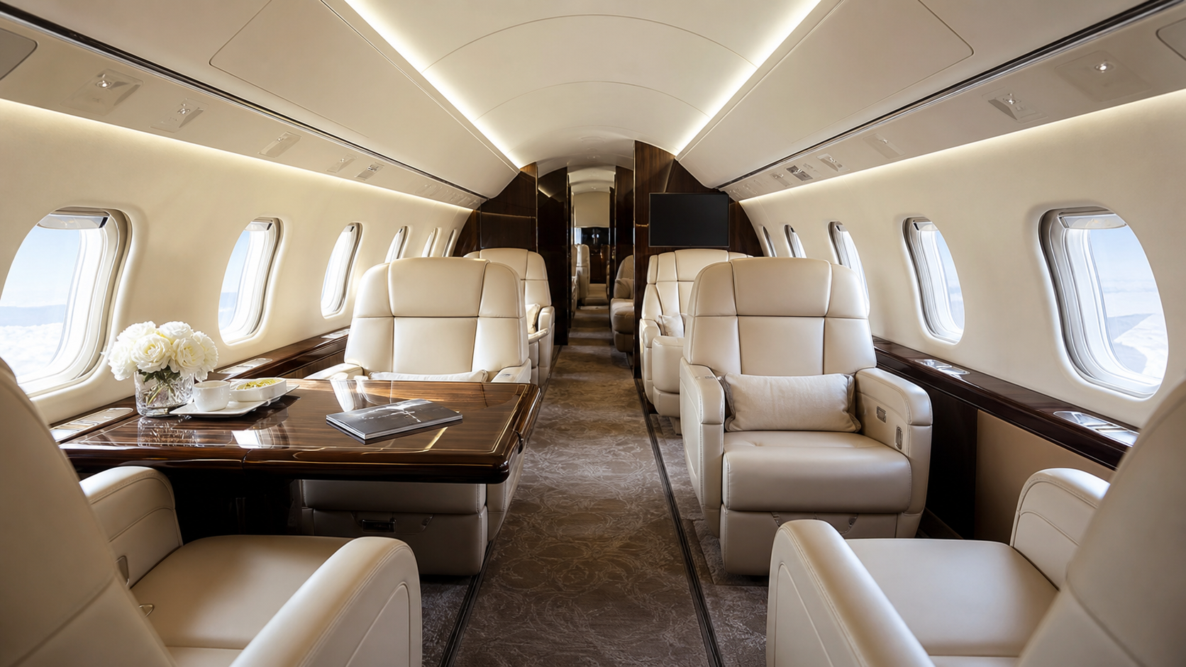 Midsize jet cabin interior example