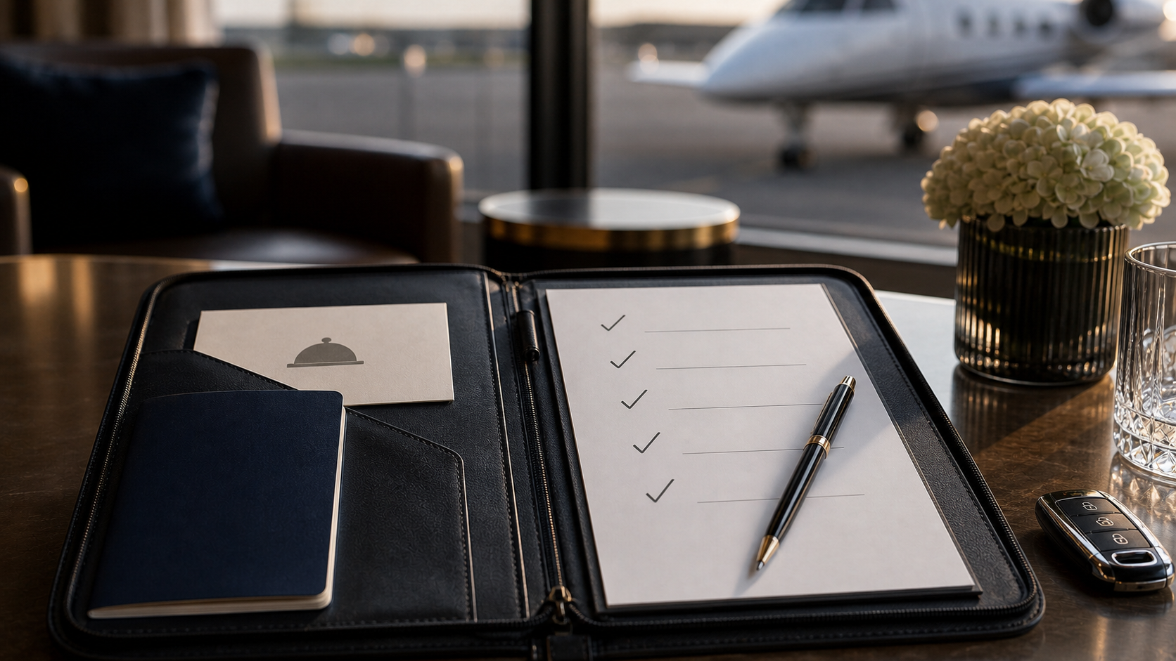Private aviation confirmation checklist with concierge details