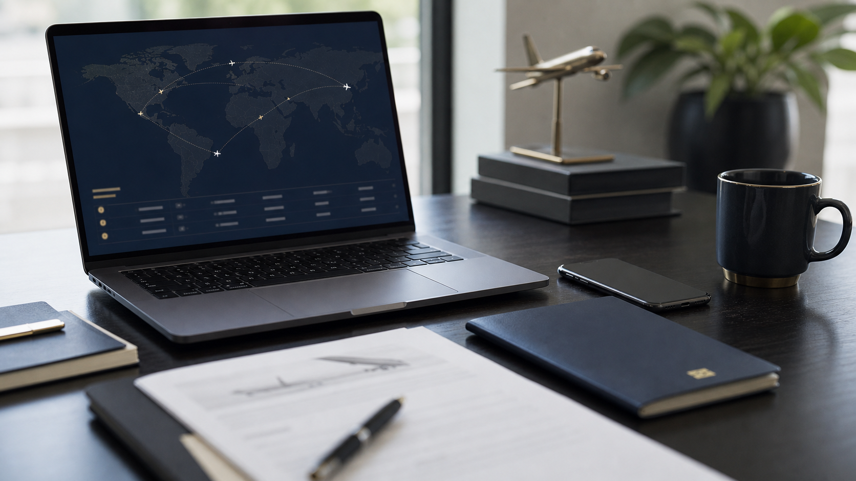 Luxury itinerary planning desk for a private charter request